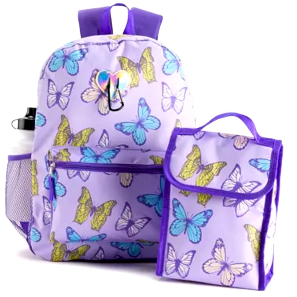 Girls Print Backpack with lunchbox